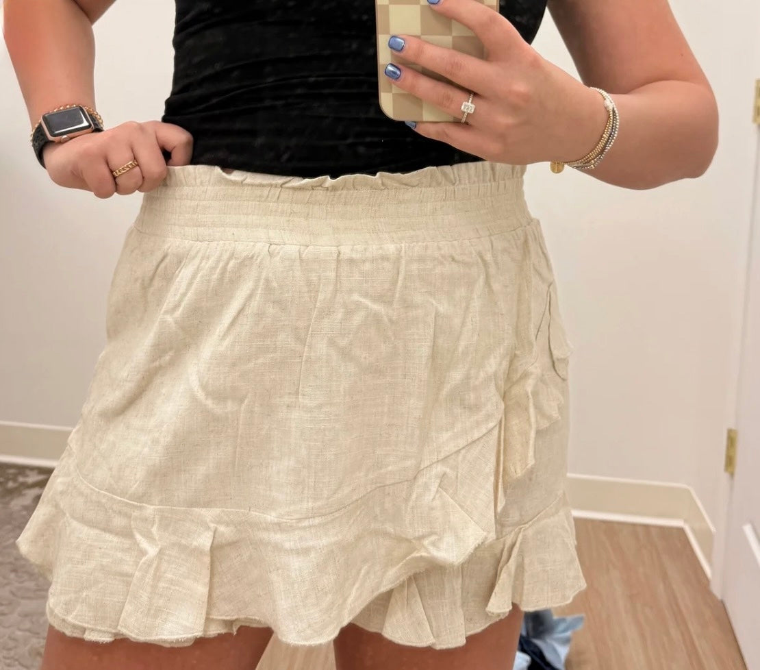 Oatmeal Linen Skort