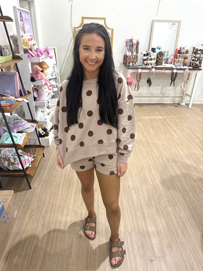 Mocha Polka Dot Short Set