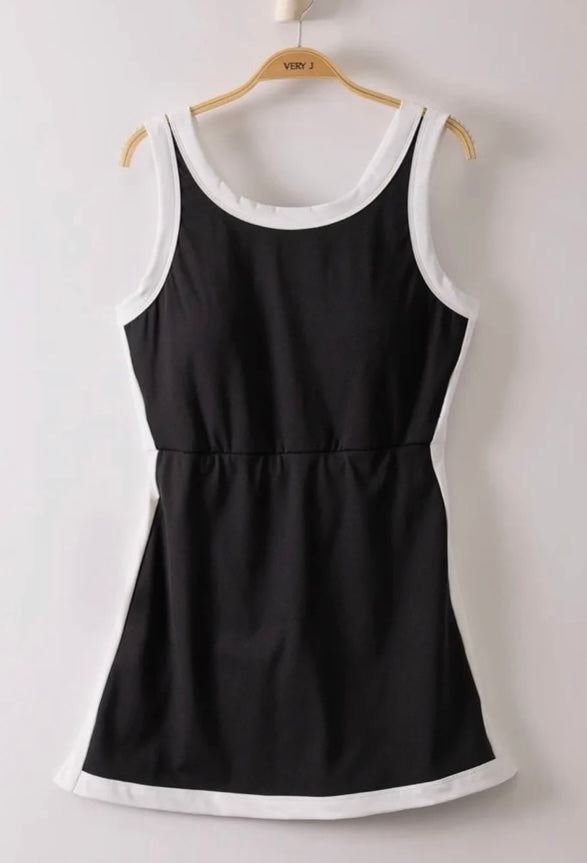 Black Color-block Athletic Dress