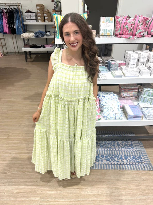 Coconut Lime Gingham Maxi Dress