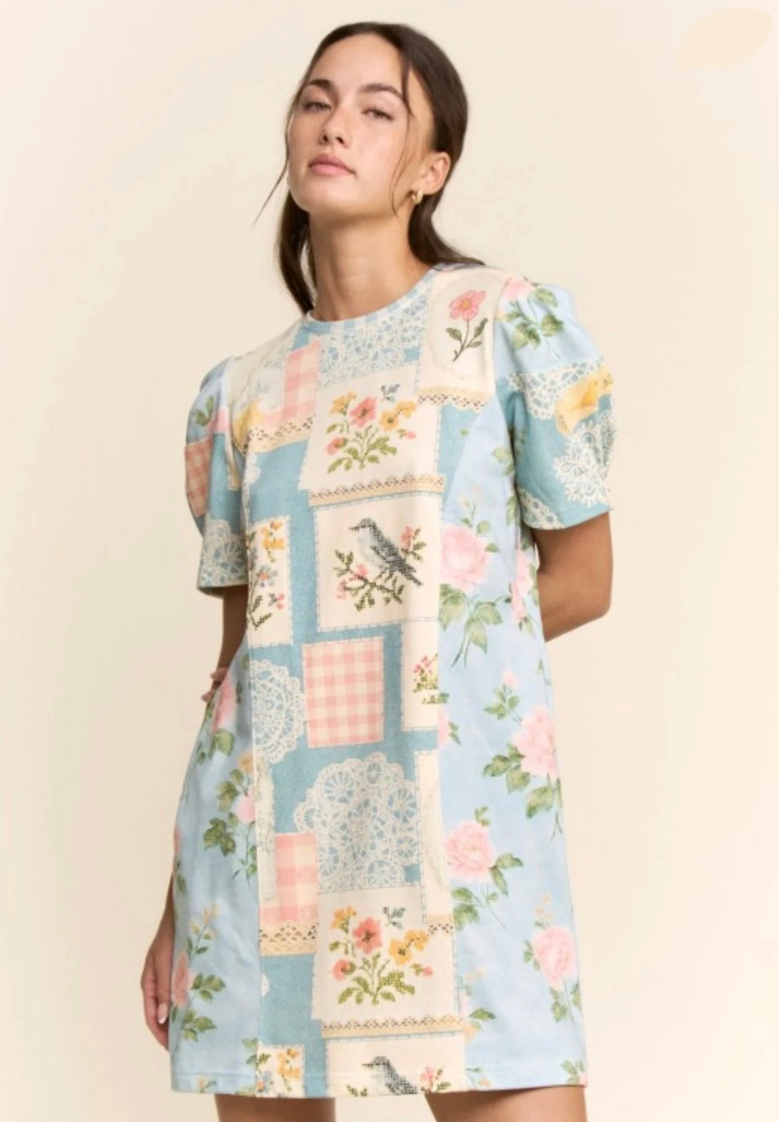 Blue Patchwork Dress