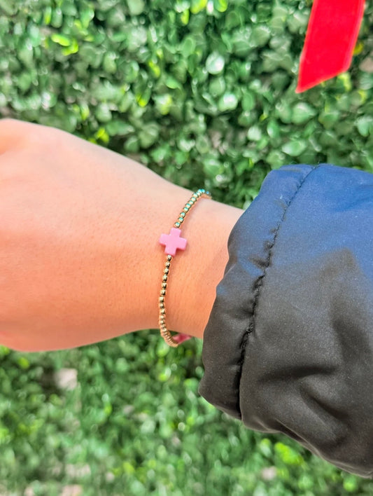 Pink Cross Bracelet