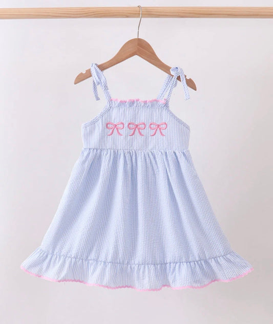 Blue Stripe Bow Dress