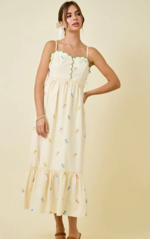 Floral Scallop Maxi Dress
