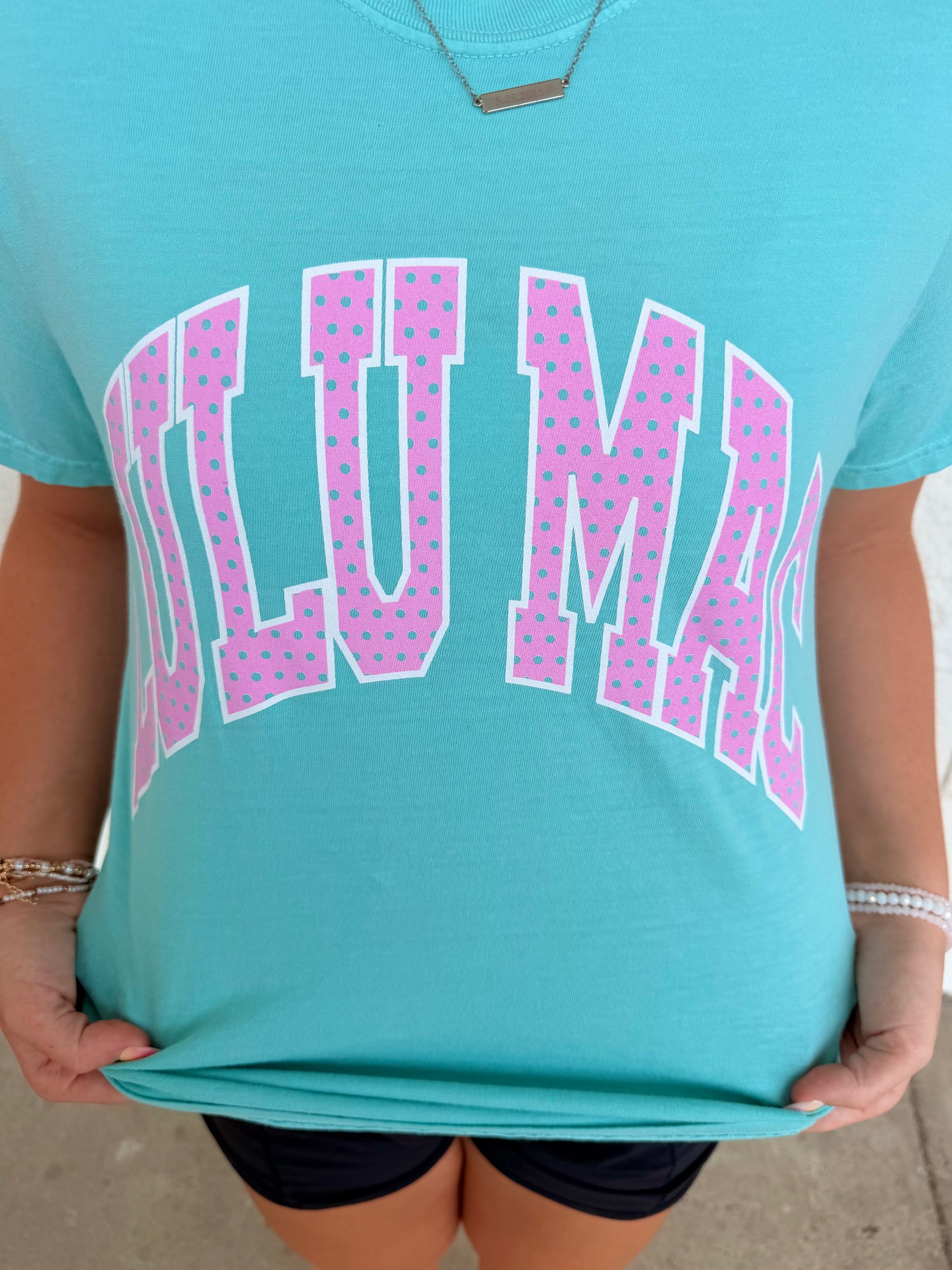 Turquoise & Pink Dot Tee | Lulu Mac