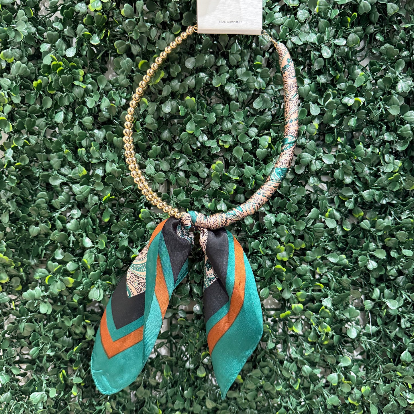 Scarf Wrapped Necklace | Turquoise & Copper