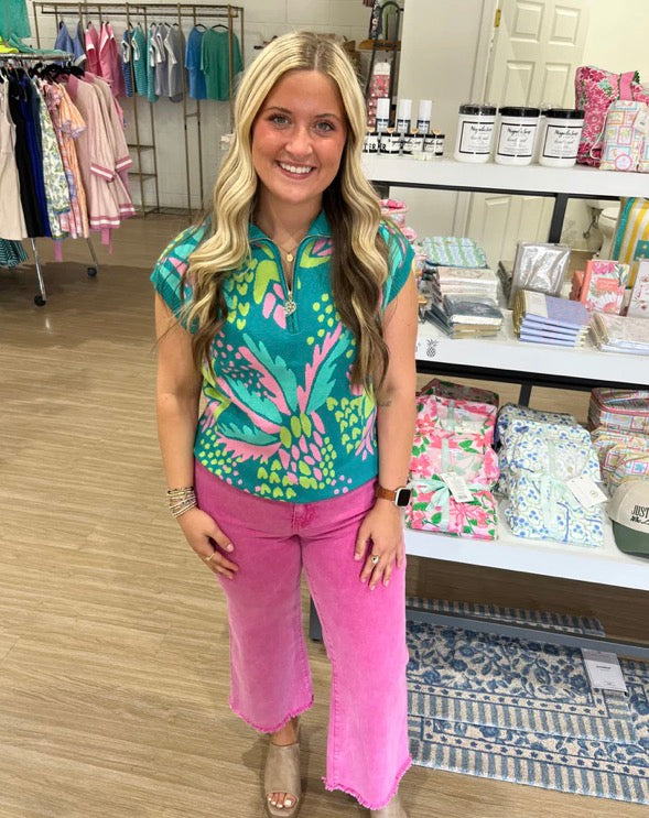 Tropical Half Zip Top