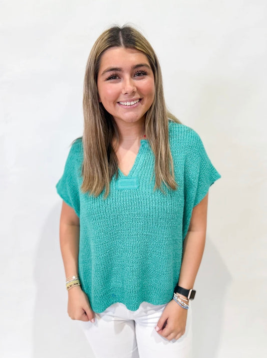 Turquoise Back Patch Sweater