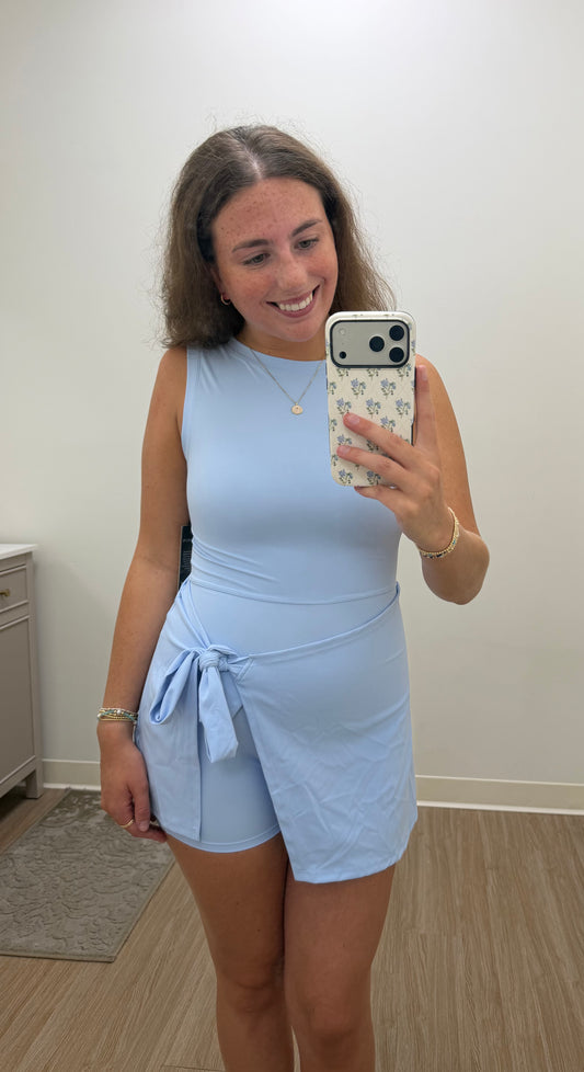 Periwinkle Front Tie Wrap Dress