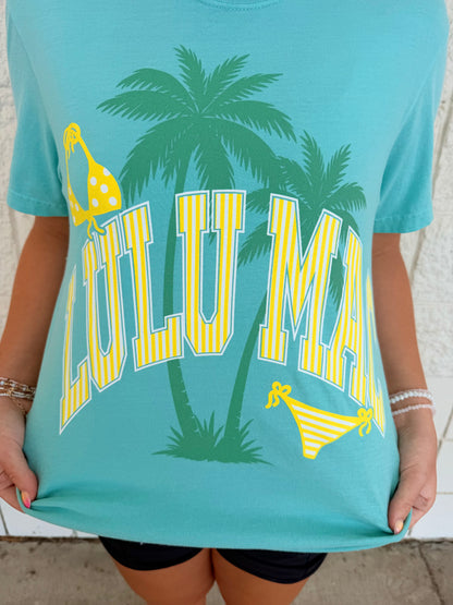 Turquoise & Yellow Stripe Beach Tee | Lulu Mac