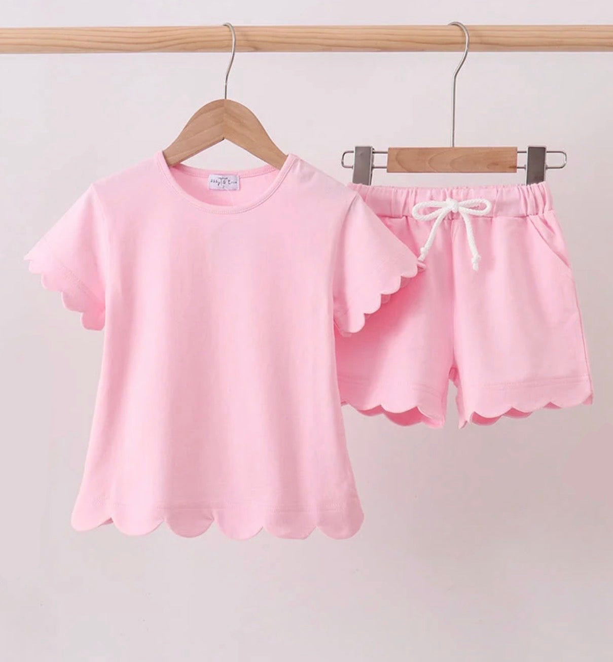 Pink Scallop Short Set