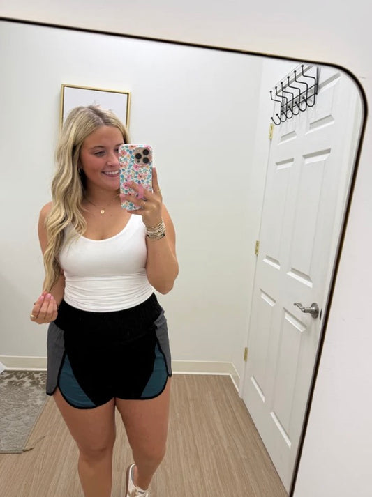 Black Color-block Shorts