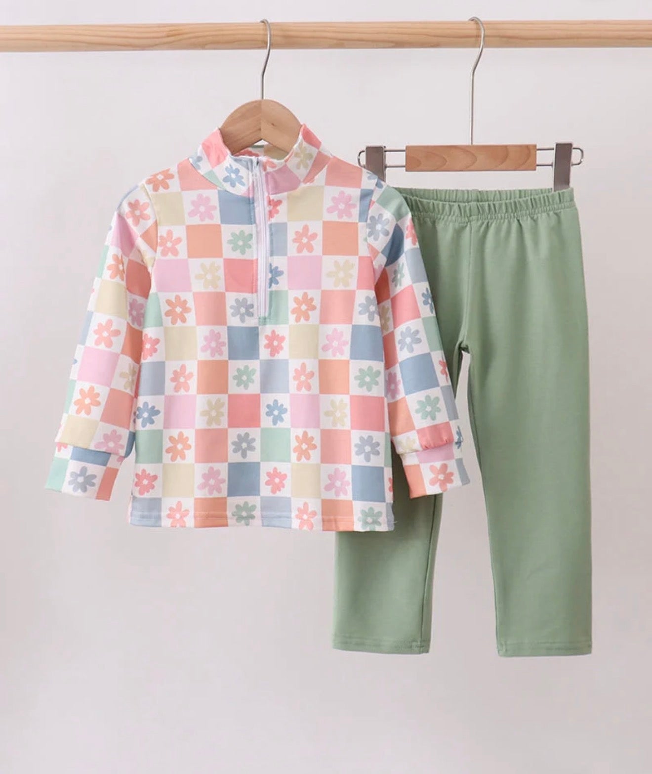 Pastel Daisy Checkerboard Pant Set