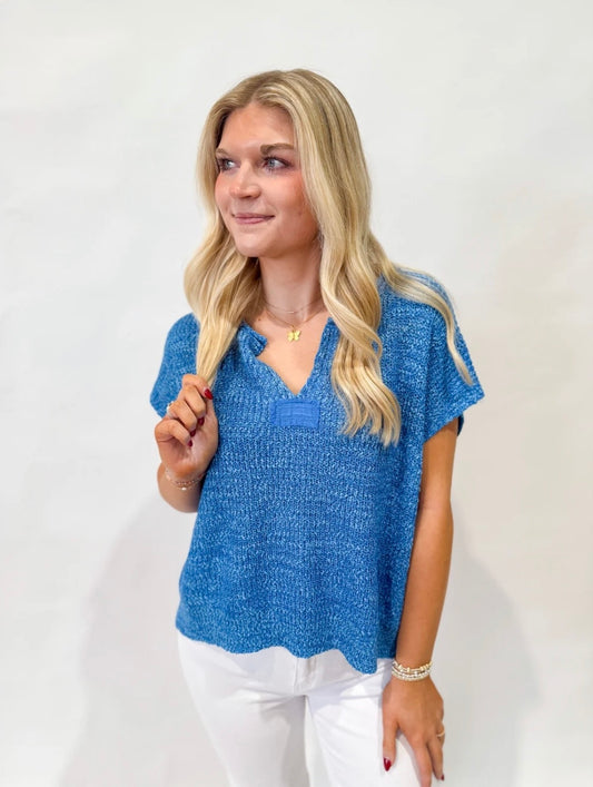 Cobalt Blue Back Patch Sweater
