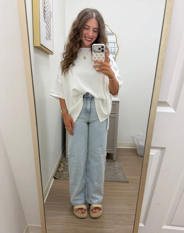Ivory Scuba Slit Top