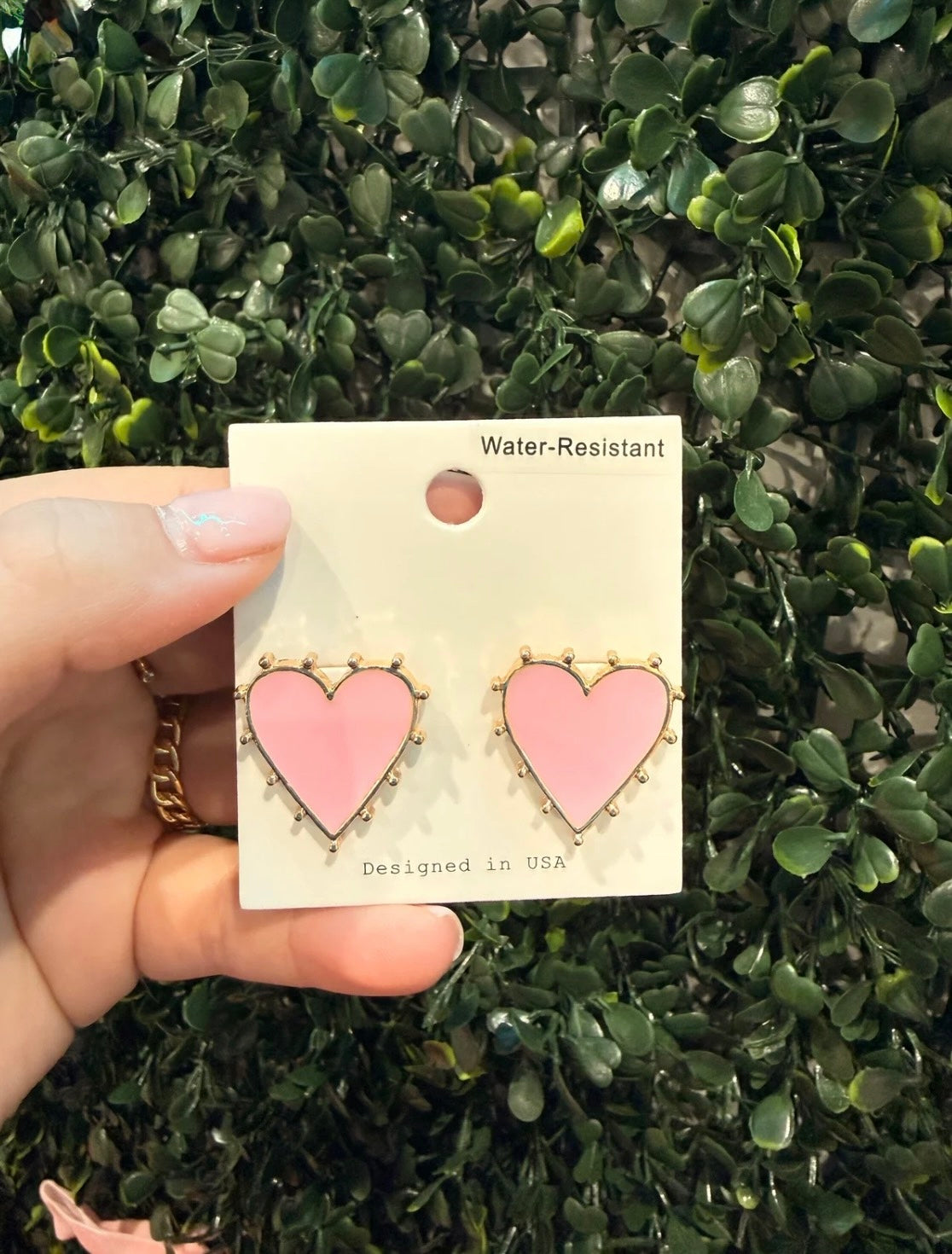 Pink Beaded Heart Earrings