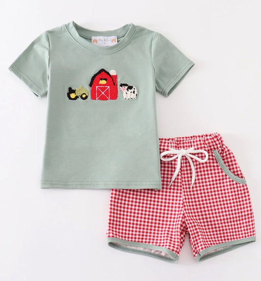 Green Farm French Knot Short Set