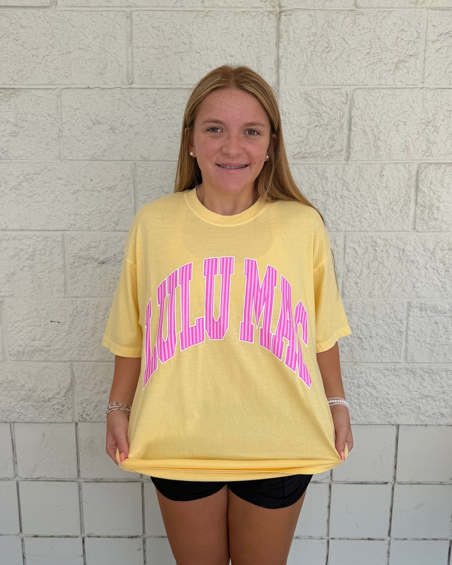 Yellow & Pink Stripe Tee | Lulu Mac