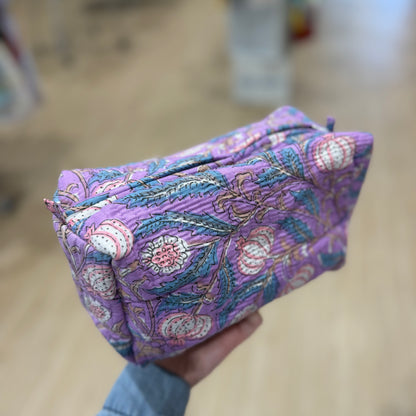 3 Piece Purple Floral Zipper Pouch