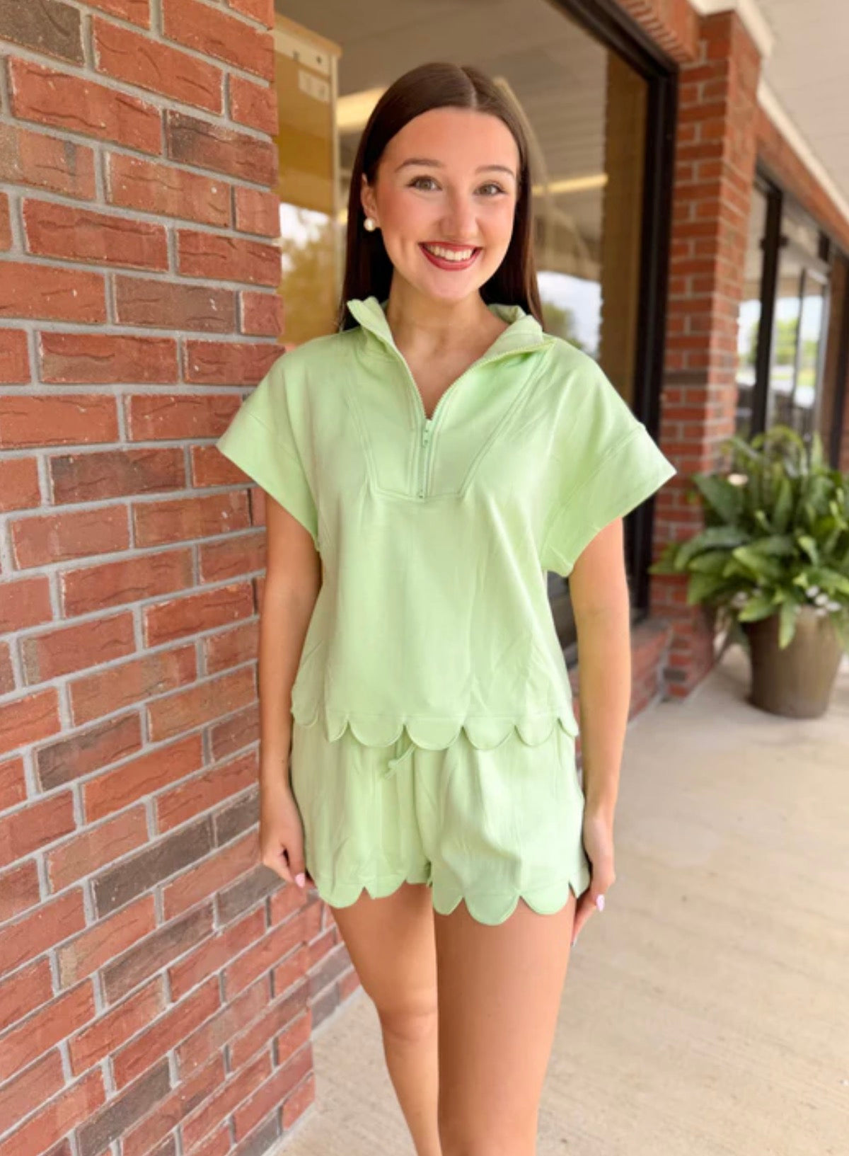 Green Scallop Tween Set