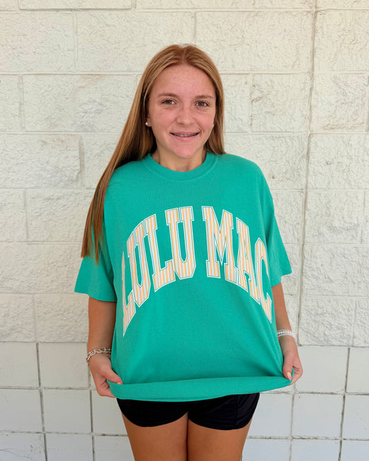 Green & Orange/White Stripe Tee | Lulu Mac