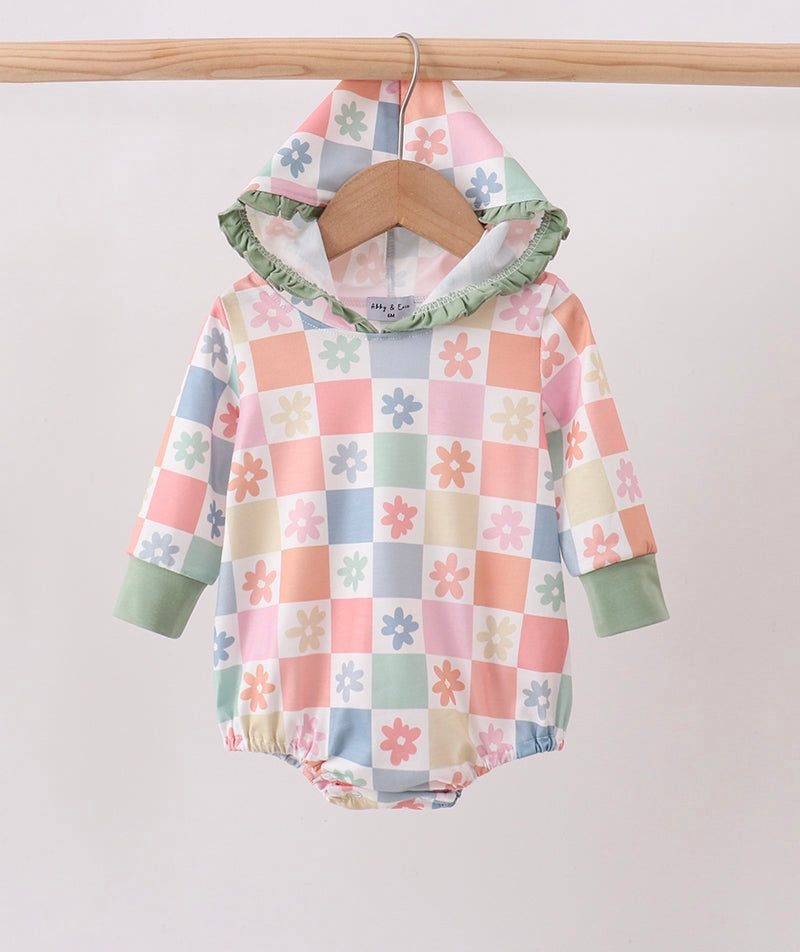 Pastel Daisy Checkerboard Hoodie Bubble