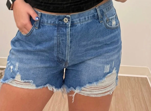Distressed Denim Shorts