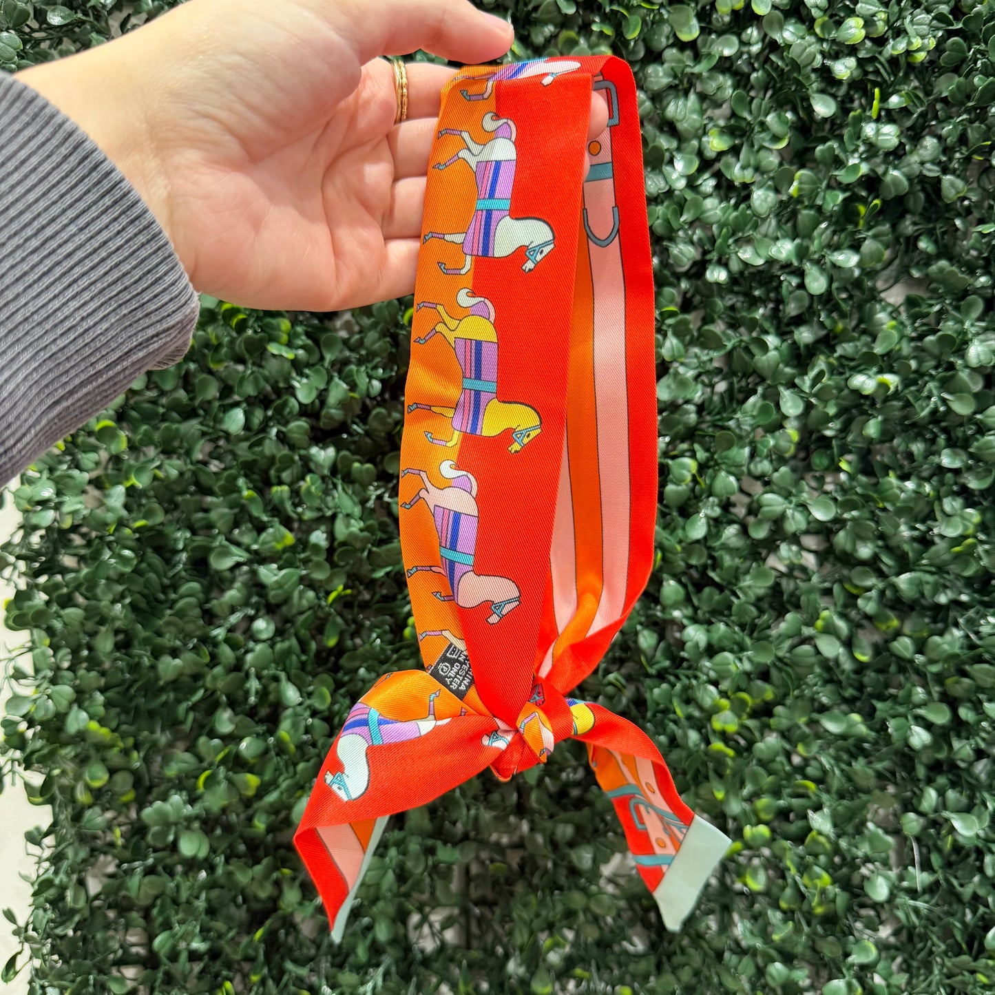 Scarf Necklace | Orange Horses