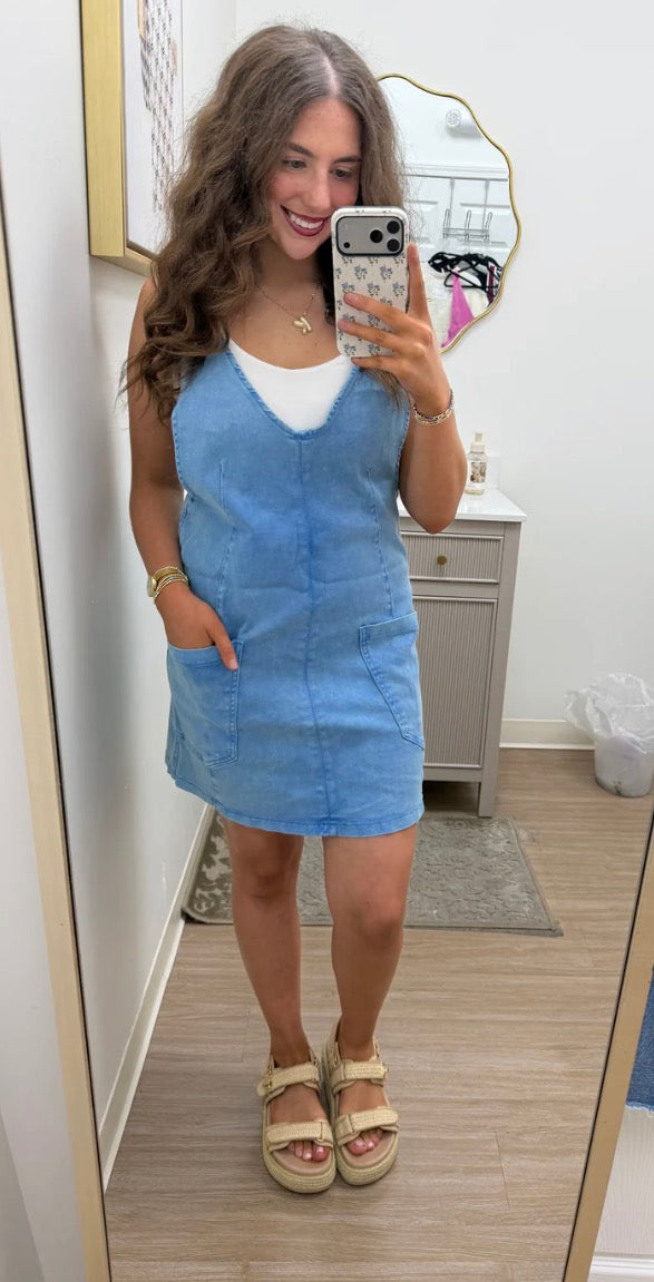 Blue Washed Denim Dress