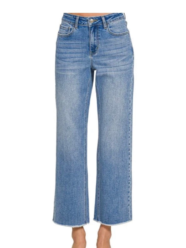 Medium High Waist Straight Leg Jeans