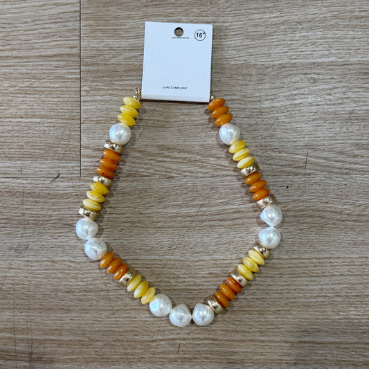 Sunset & Pearls Beaded Necklace