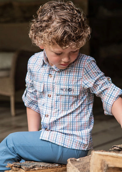 Long Sleeve Performance Shirt in Sullivan Island Blue Plaid
