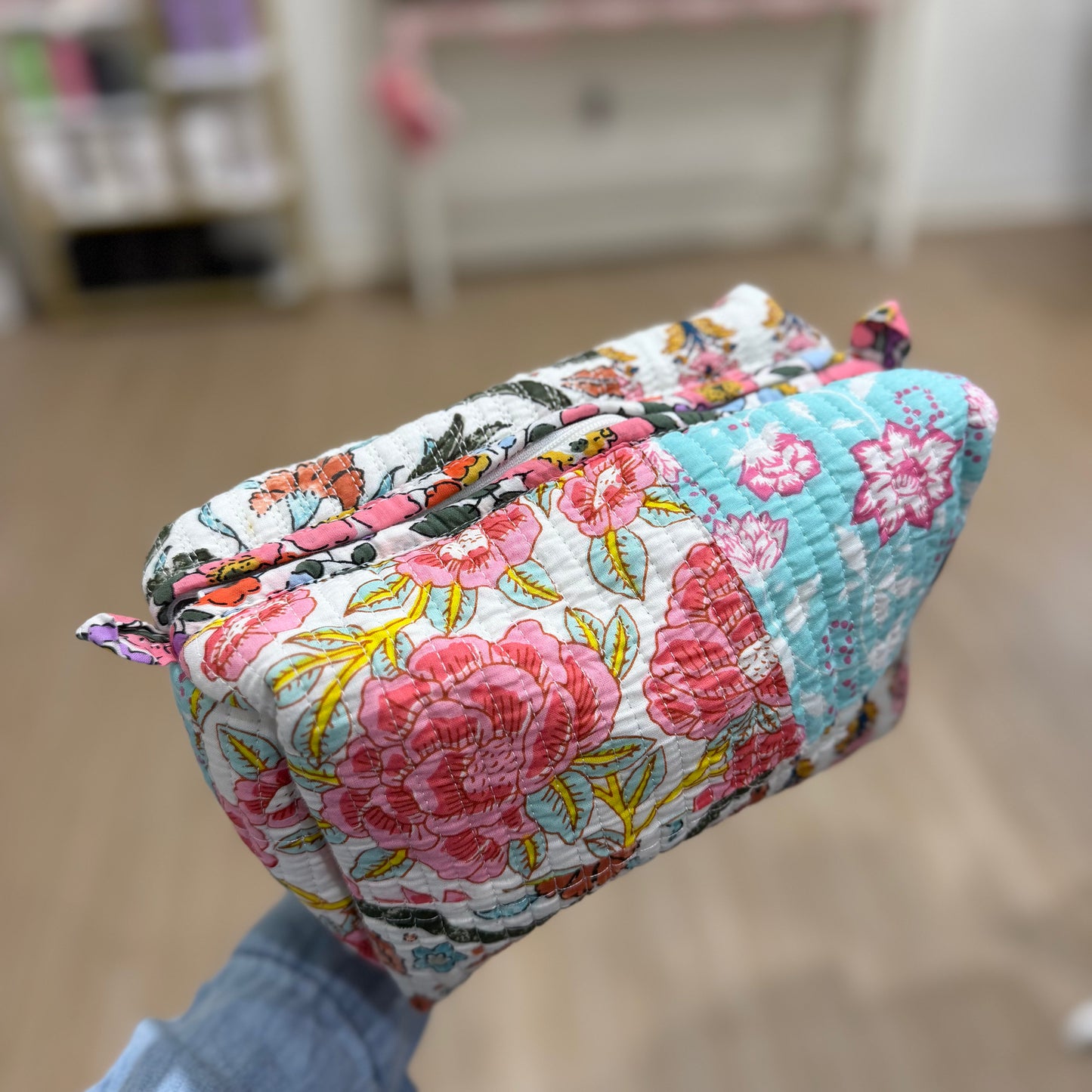 3 Piece Multicolor Patchwork Zipper Pouch