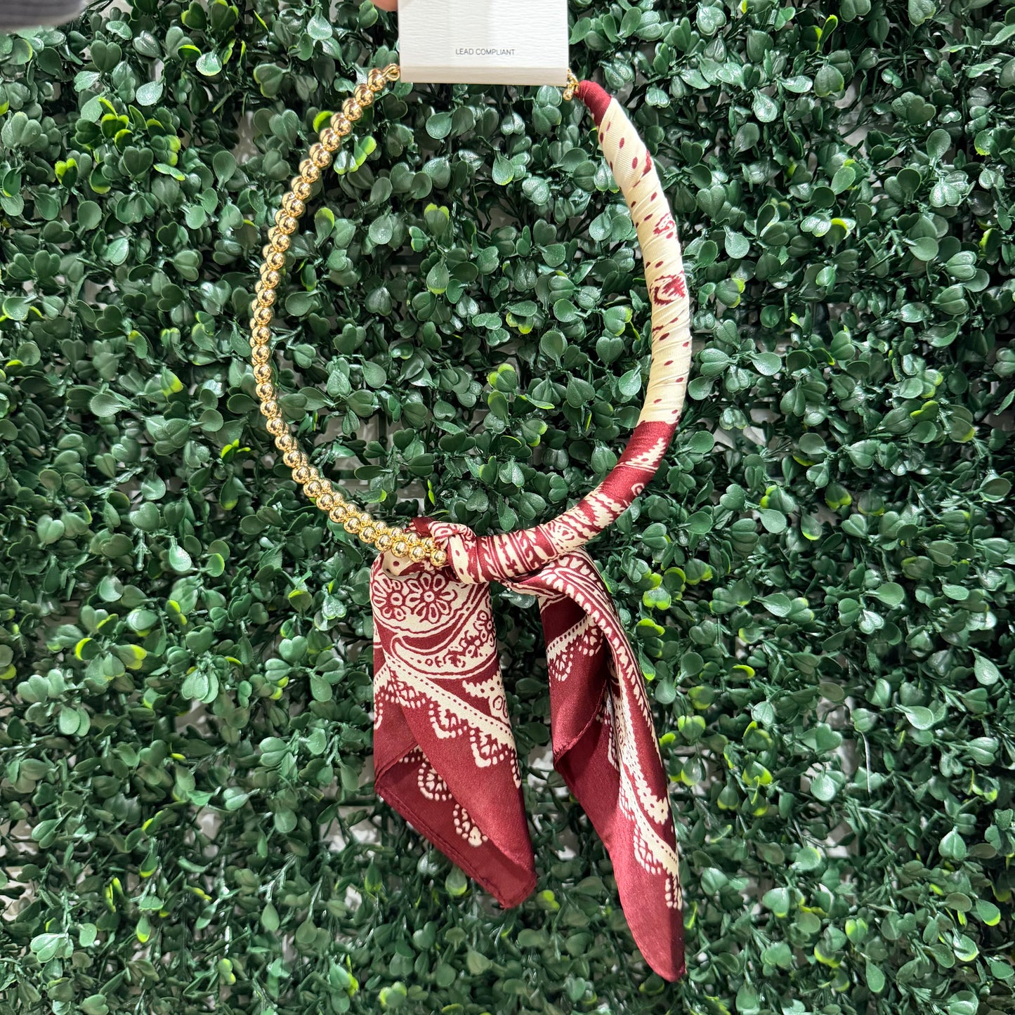 Scarf Wrapped Necklace | Maroon