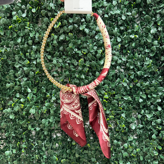Scarf Wrapped Necklace | Maroon