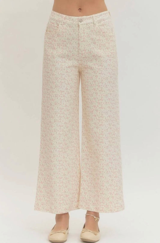 Pink Floral Denim Jeans