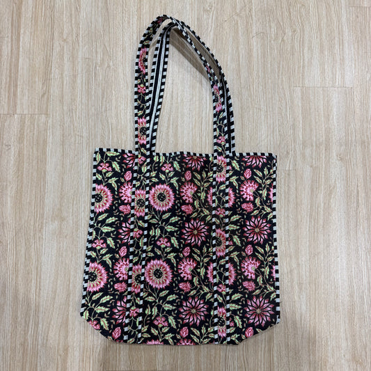 Large Pink & Black Floral Tote