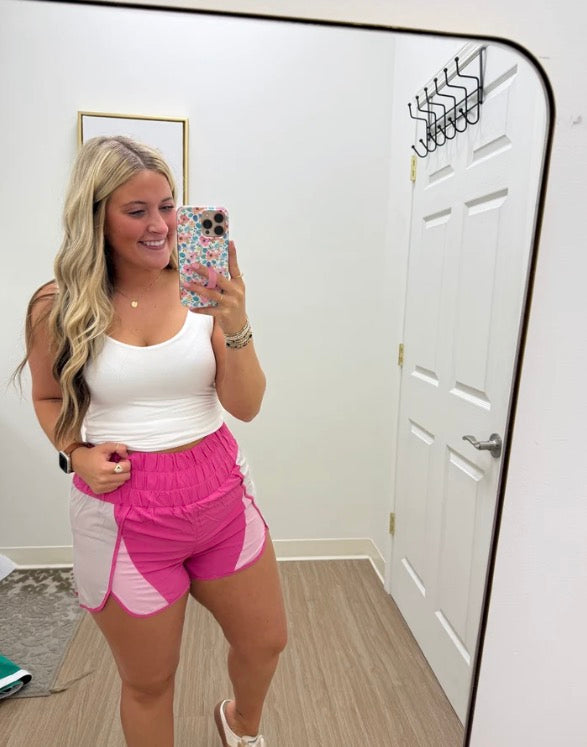 Pink Color-block Shorts
