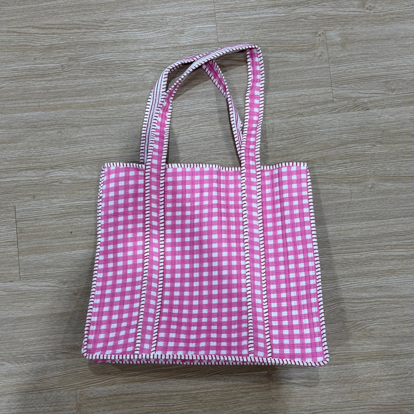 Large Pink Gingham Tote