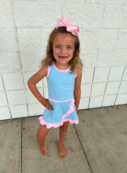 Cotton Candy Scallop Skort Set