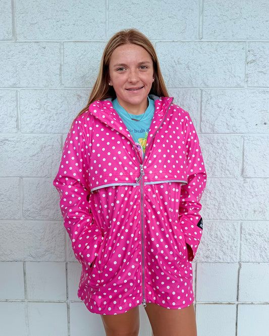 Pink & White Dot Rain Jacket | Lulu Mac