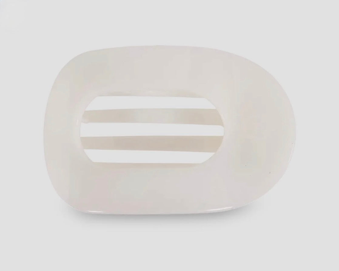 Small Coconut White Round Flat Hair Clip