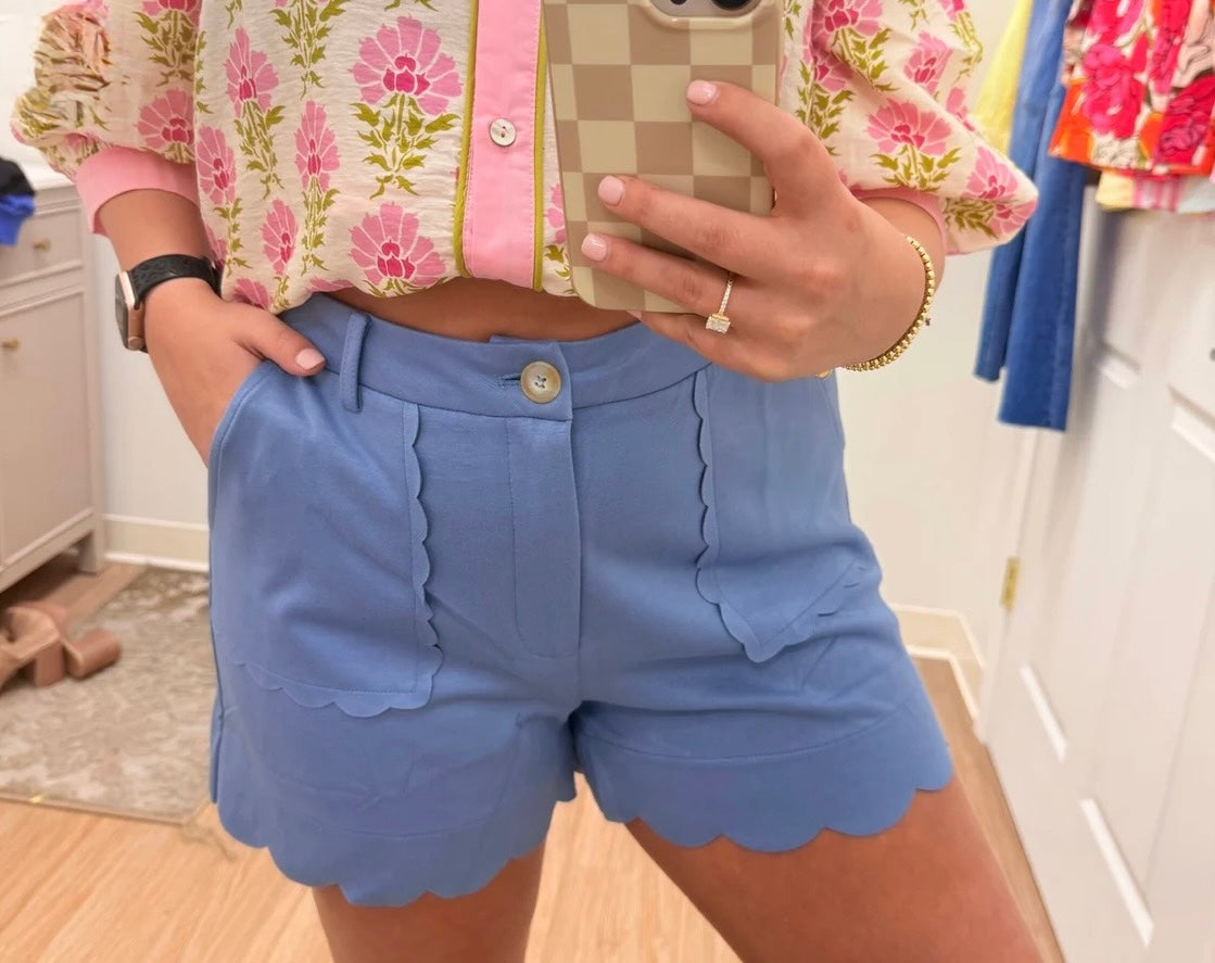 Denim Blue Sweet Scallop Shorts