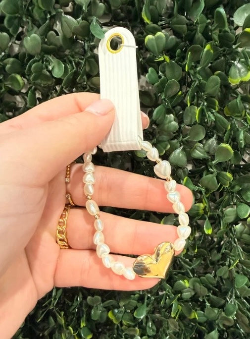 Pearl & Gold Heart Bracelet