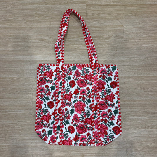 Large Red Floral Tote