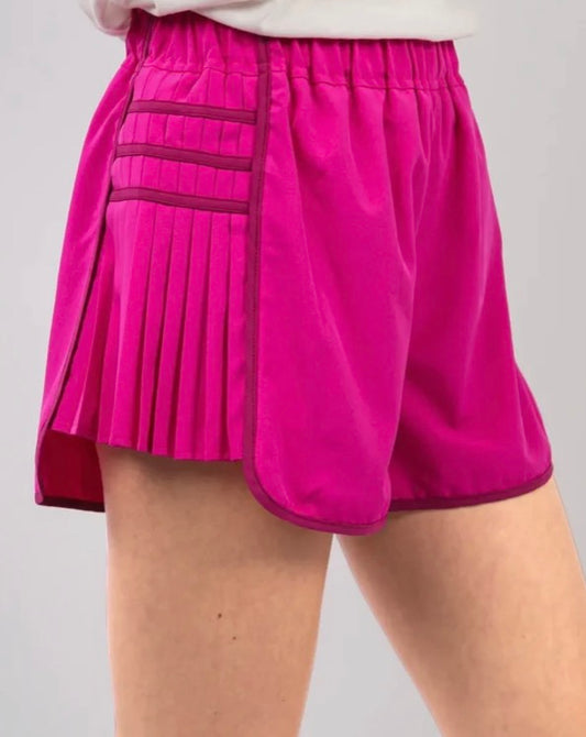 Fuchsia Pleat Shorts