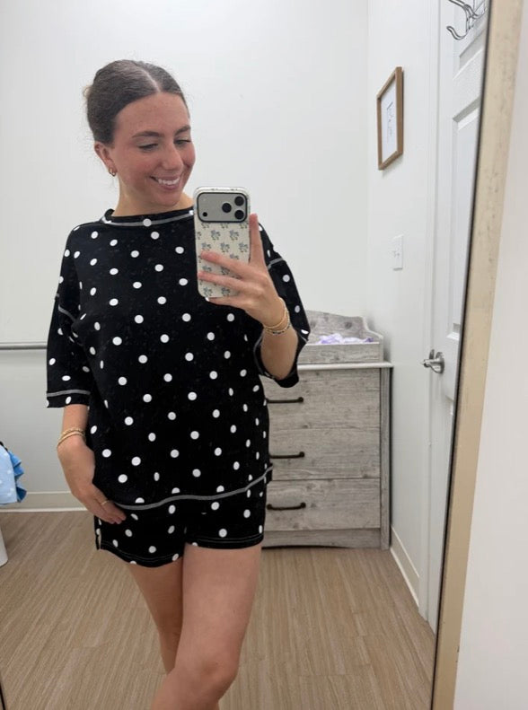 Black Polka Dot Scuba Set