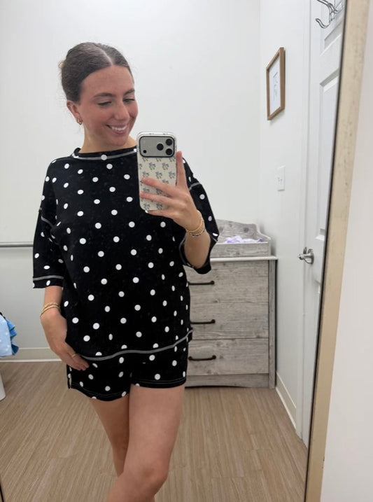 Black Polka Dot Scuba Set