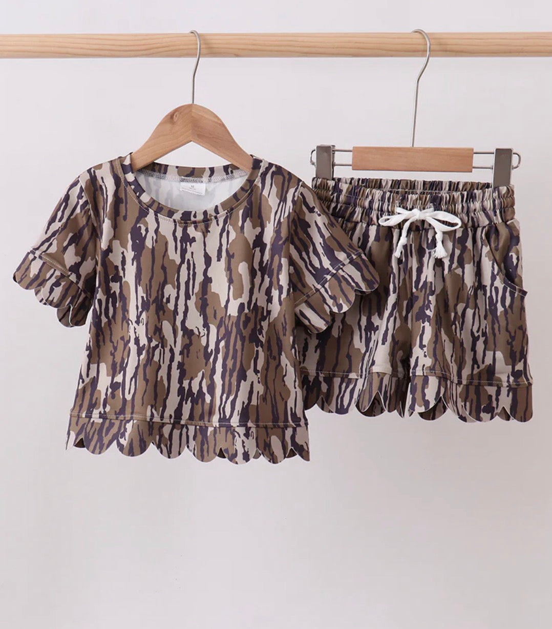 Camouflage Scallop Short Set