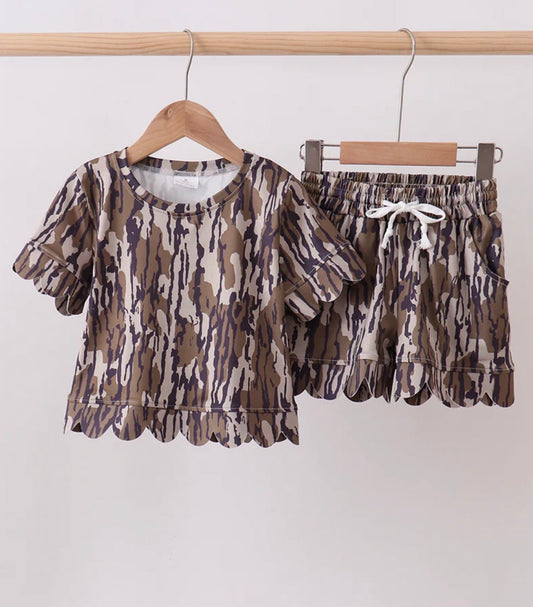 Camouflage Scallop Short Set